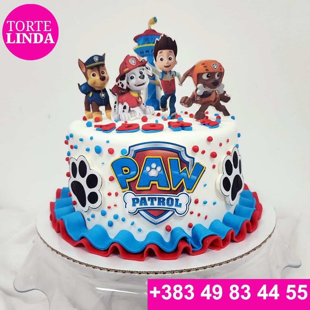 Tortë shumëngjyrëshe Paw Patrol me personazhe për fëmijë nga Tortelinda